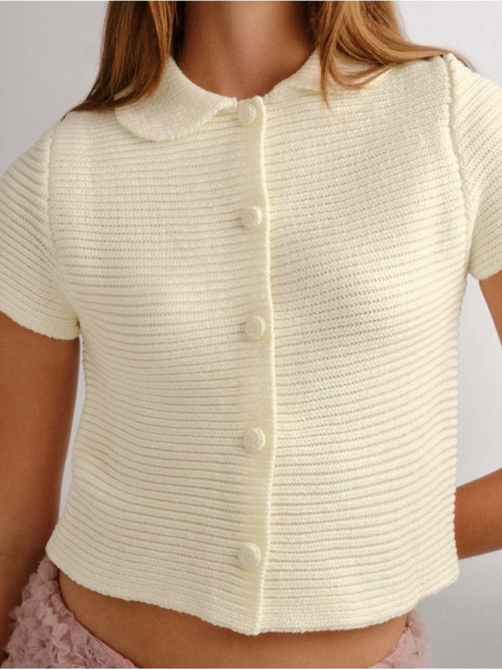Zara Cream Ribbed Knit Sweater